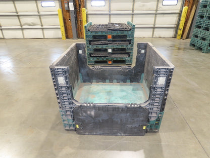 Orbis 40"x 48" Collapsible Bulk Container Bin Black Green Stackable 34"H