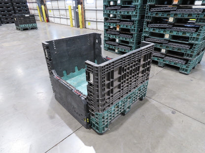 Orbis 40"x 48" Collapsible Bulk Container Bin Black Green Stackable 34"H  *Read*