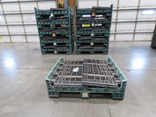 Orbis 40"x 48" Collapsible Bulk Container Bin Black Green Stackable 34"H  *Read*
