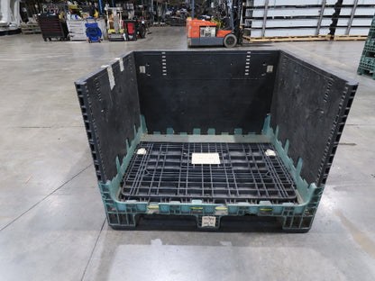 Orbis 40"x 48" Collapsible Bulk Container Bin Black Green Stackable 34"H