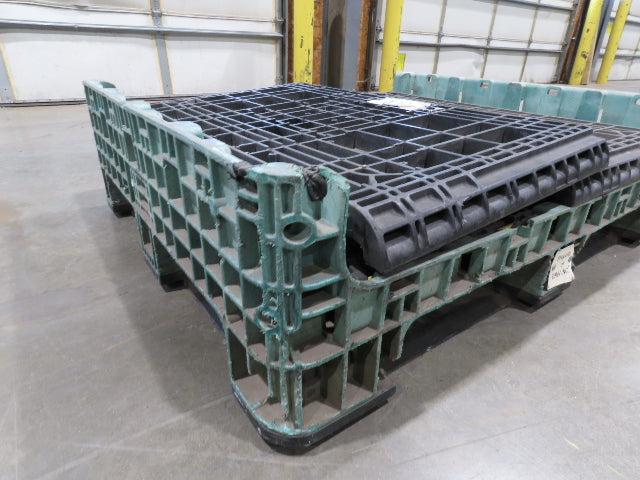 Orbis 40"x 48" Collapsible Bulk Container Bin Black Green Stackable 34"H