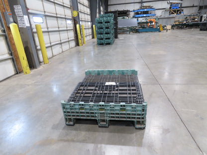 Orbis 40"x 48" Collapsible Bulk Container Bin Black Green Stackable 34"H