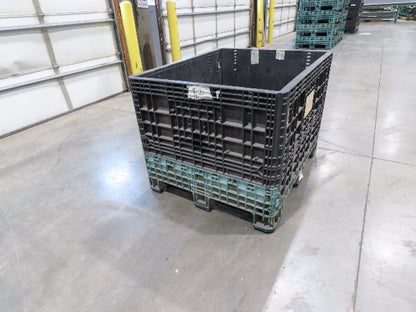 Orbis 40"x 48" Collapsible Bulk Container Bin Black Green Stackable 34"H