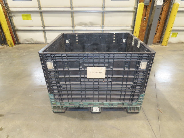 Orbis 40"x 48" Collapsible Bulk Container Bin Black Green Stackable 34"H
