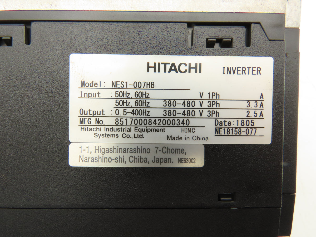 Hitachi NES1-007HB NE-S1 Series 0.75kW AC Inverter Drive 380-480V 3Ph w/Keypad