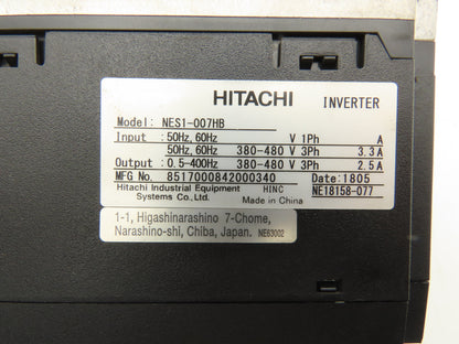 Hitachi NES1-007HB NE-S1 Series 0.75kW AC Inverter Drive 380-480V 3Ph w/Keypad