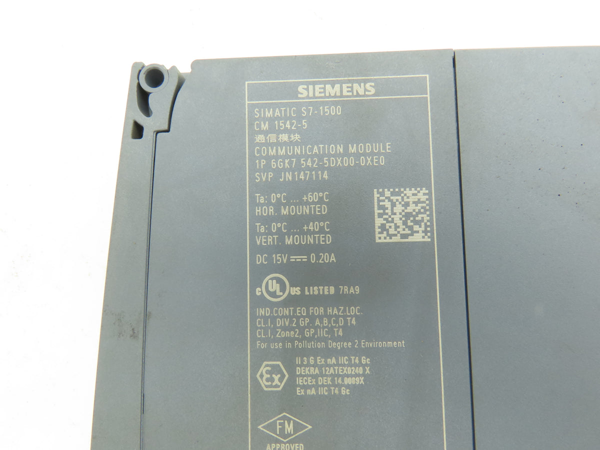 Siemens 6GK7542-5DX00-0XE0 S7-1500 Communication Module CM 1542-5 W/ Connector