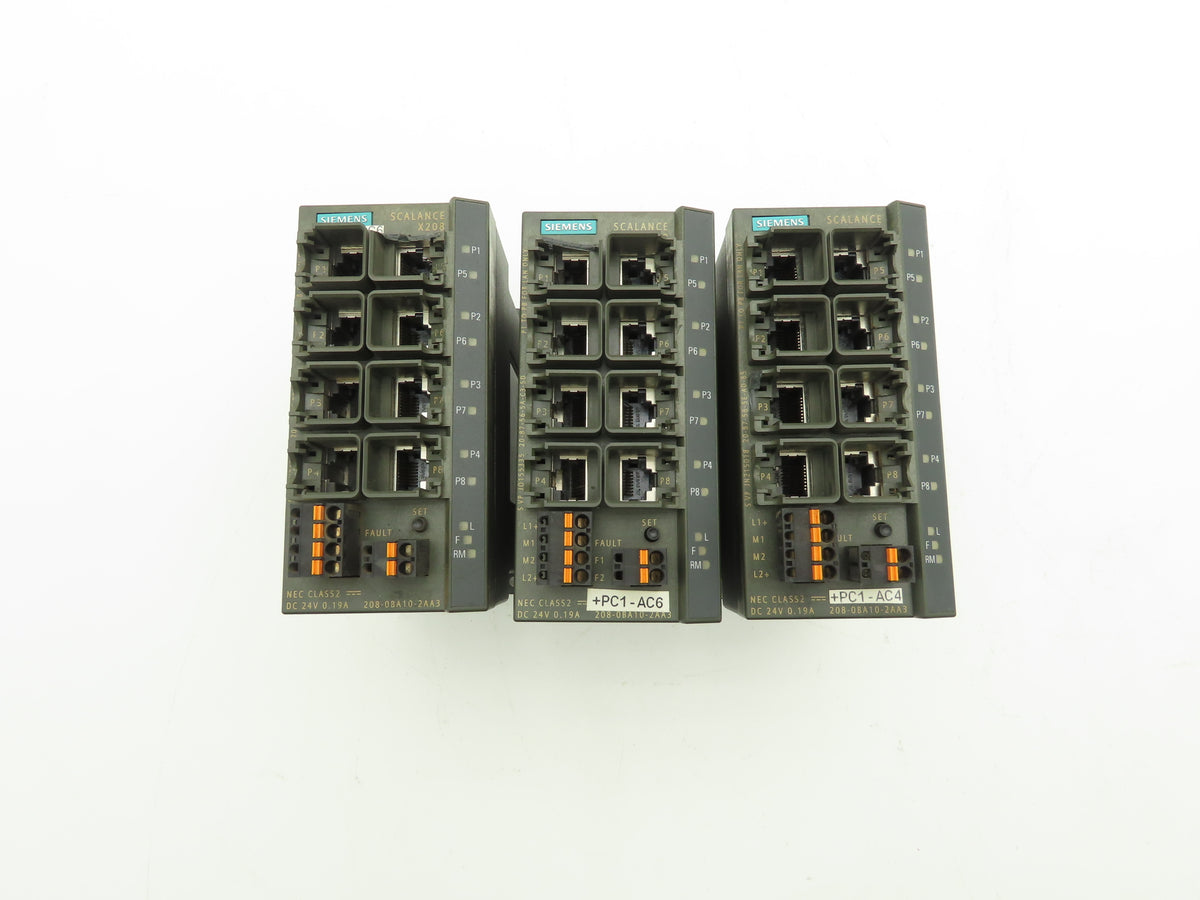 Siemens 6GK5208-0BA10-2AA3 SCALANCE X208 Managed IE Switch Lot of 3