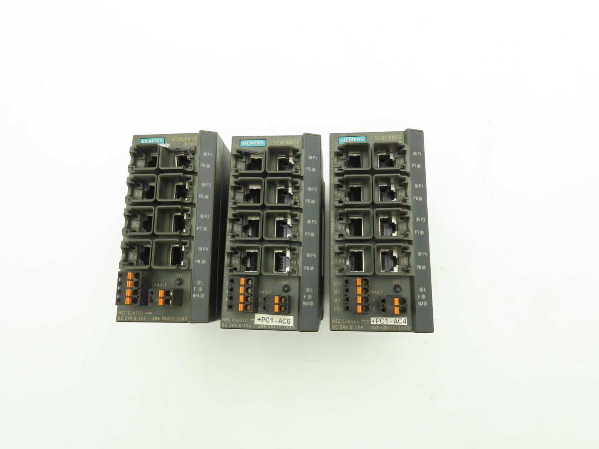 Siemens 6GK5208-0BA10-2AA3 SCALANCE X208 Managed IE Switch Lot of 3