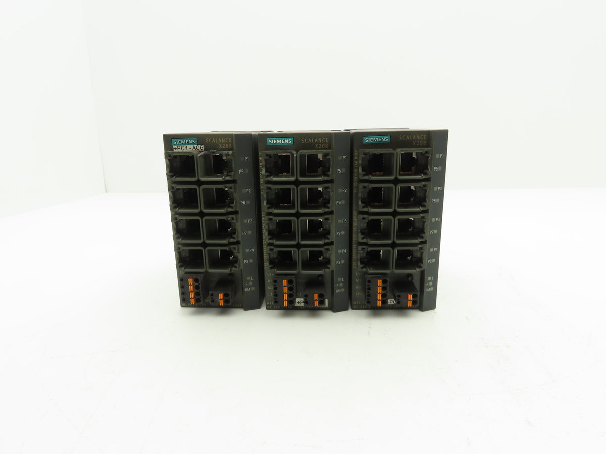 Siemens 6GK5208-0BA10-2AA3 SCALANCE X208 Managed IE Switch Lot of 3
