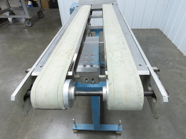 18"x 60" Dual Belt Conveyor 4" Belts 230V 3PH 60 FPM Chain Drive Adj Height