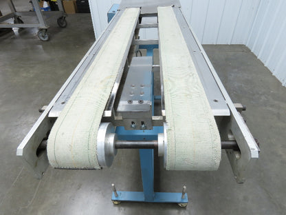 18"x 60" Dual Belt Conveyor 4" Belts 230V 3PH 60 FPM Chain Drive Adj Height