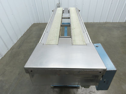 18"x 60" Dual Belt Conveyor 4" Belts 230V 3PH 60 FPM Chain Drive Adj Height