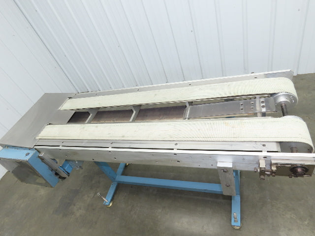 18"x 60" Dual Belt Conveyor 4" Belts 230V 3PH 60 FPM Chain Drive Adj Height