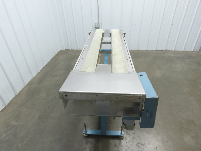 18"x 60" Dual Belt Conveyor 4" Belts 230V 3PH 60 FPM Chain Drive Adj Height