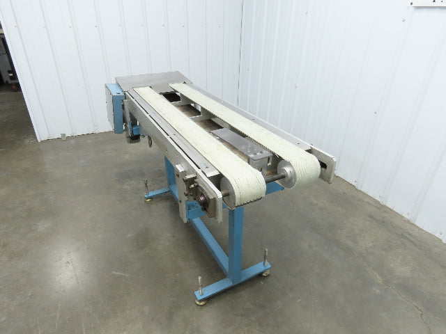 18"x 60" Dual Belt Conveyor 4" Belts 230V 3PH 60 FPM Chain Drive Adj Height