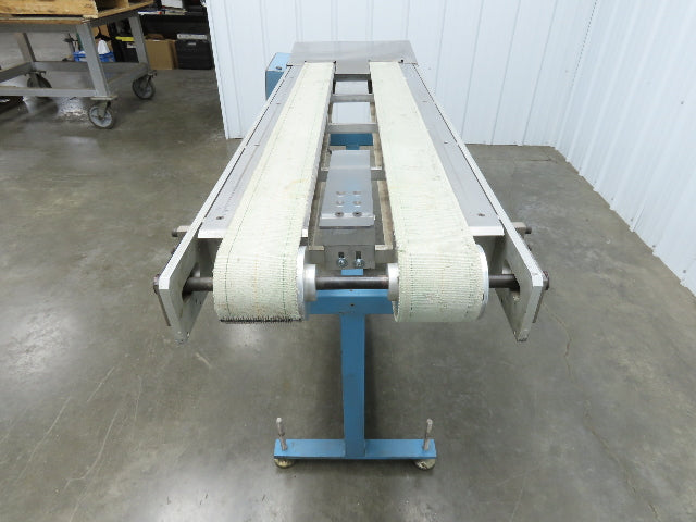 18"x 60" Dual Belt Conveyor 4" Belts 230V 3PH 60 FPM Chain Drive Adj Height