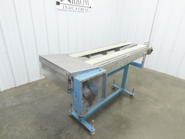 18"x 60" Dual Belt Conveyor 4" Belts 230V 3PH 60 FPM Chain Drive Adj Height