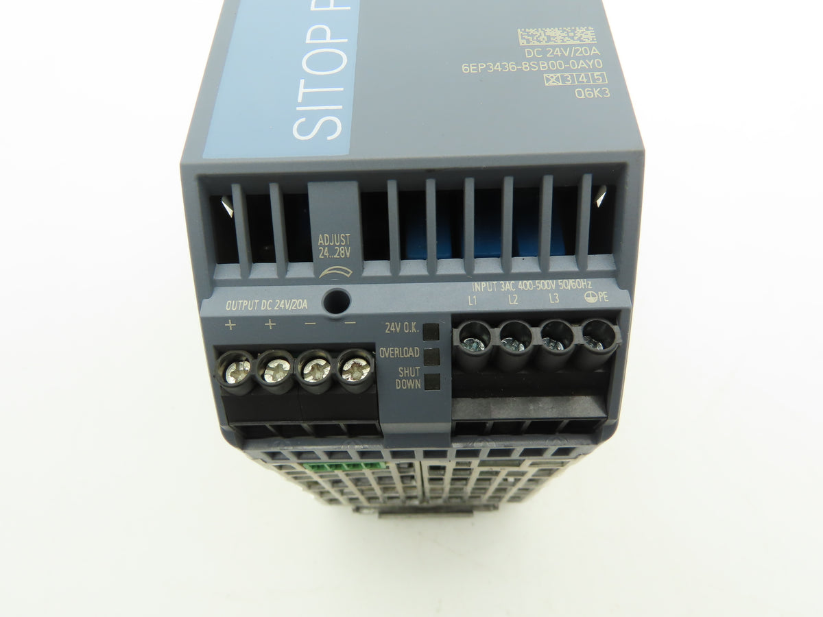 Siemens SITOP PSU8200 Power Supply DC 24V 20A 3PH 6EP3436-8SB00-0AY0