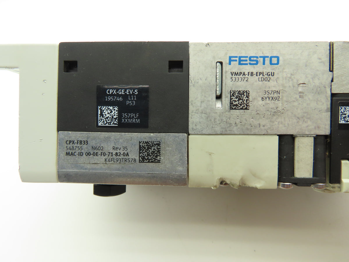 Festo VMPA2-FB-EMS-4 Solenoid Valve Manifold 24VDC w/Bus Node CPX-FB33