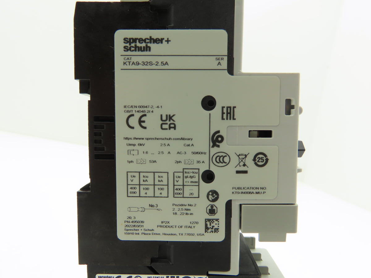 Sprecher + Schuh Ecombo Combination Motor Starter 24VDC 2.5A 200-575V 0.5-1.5Hp
