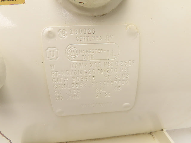 Manchester Horizontal Air Compressor Oil Reservoir Tank 48 Gallon 200 PSI