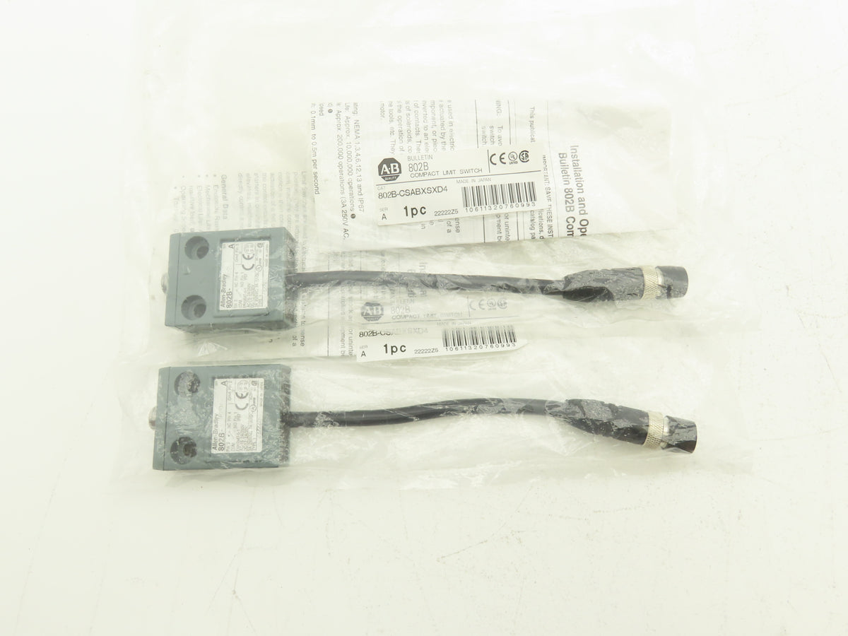 Allen Bradley 802B-CSABXSXD4 Compact Limit Switch Top Push 0.2mm Travel Lot of 2