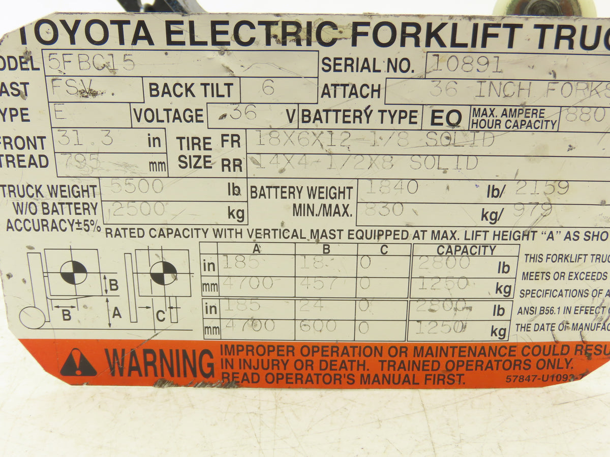 Toyota 5FBC15 Forklift Throttle Accelerator Pedal Potentiometer Assembly