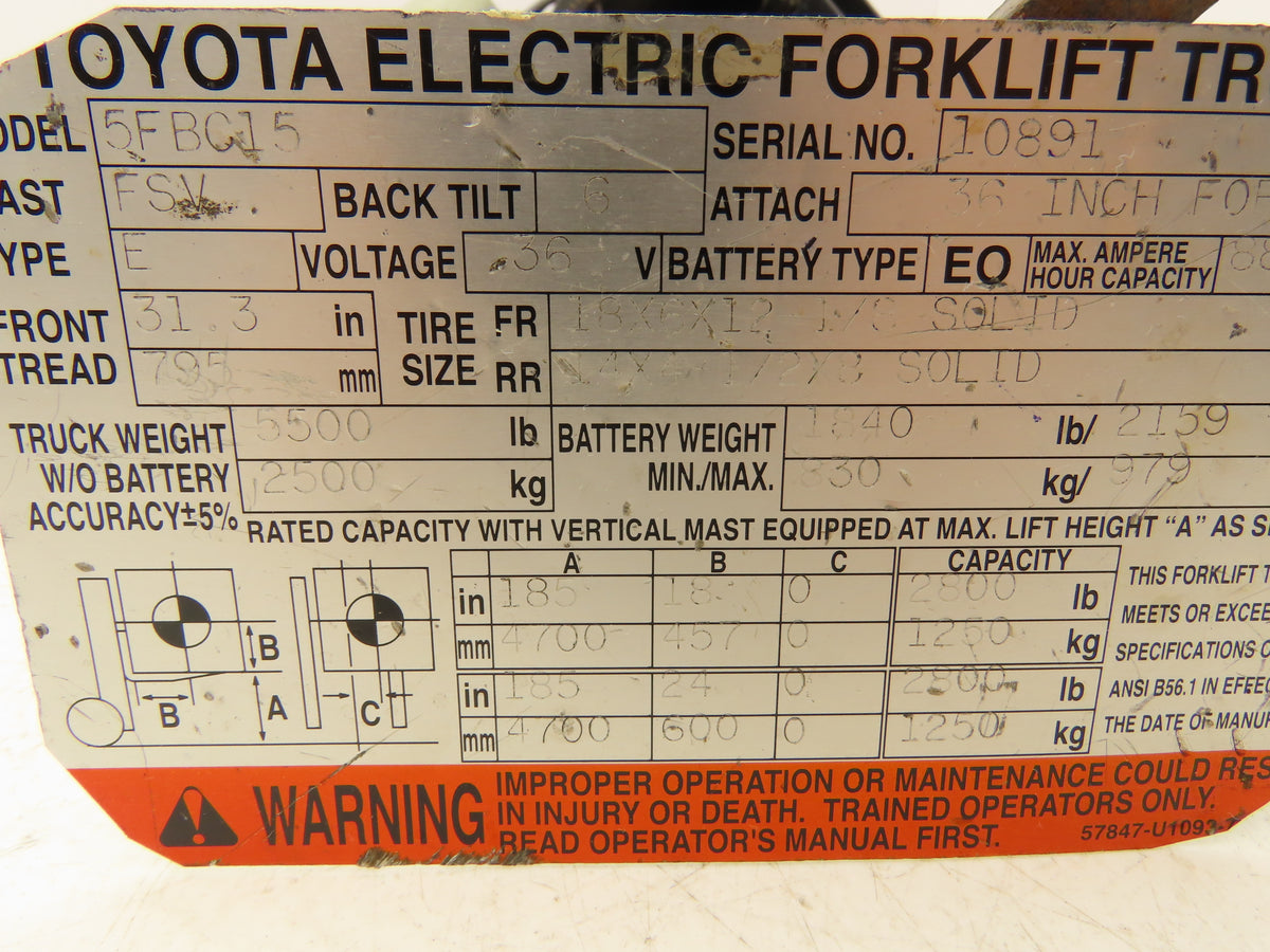Toyota 5FBC15 Electric Forklift Brake Pedal Master Cylinder Assembly
