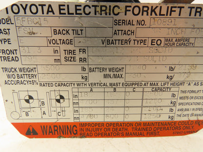 Toyota 5FBC15 Electric Forklift Brake Pedal Master Cylinder Assembly