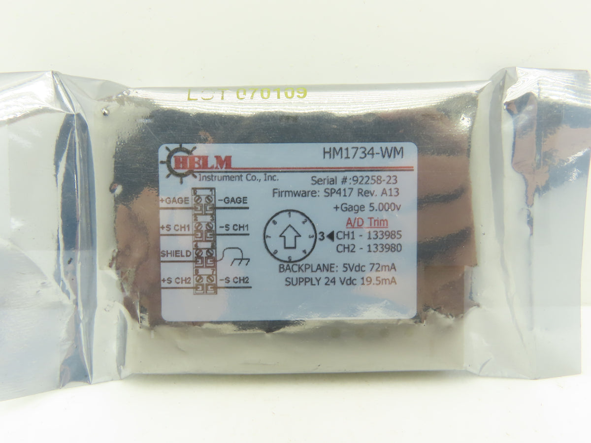 HELM HM1734-WM Two Channel Load Cell Input Module Strain Guage 5 VDC Excitation
