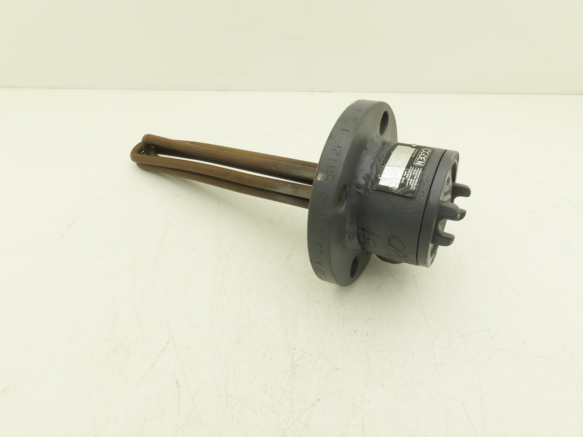 Ogden K2C-3-0003-M7 Flanged Immersion Heater 4.5kw 480V 3PH 12"Tubes 6"OD