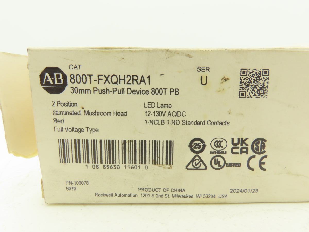 800T-FXQH24RA1 A-B Illuminated Push Pull Button RED E-STOP Ser U 12-130V AC/DC
