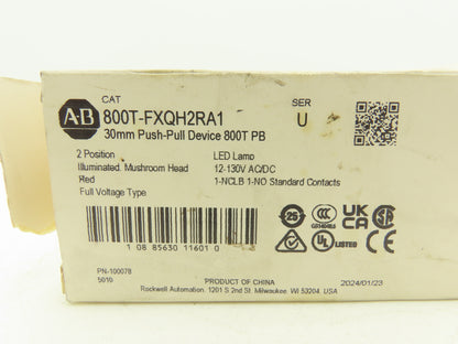 800T-FXQH24RA1 A-B Illuminated Push Pull Button RED E-STOP Ser U 12-130V AC/DC