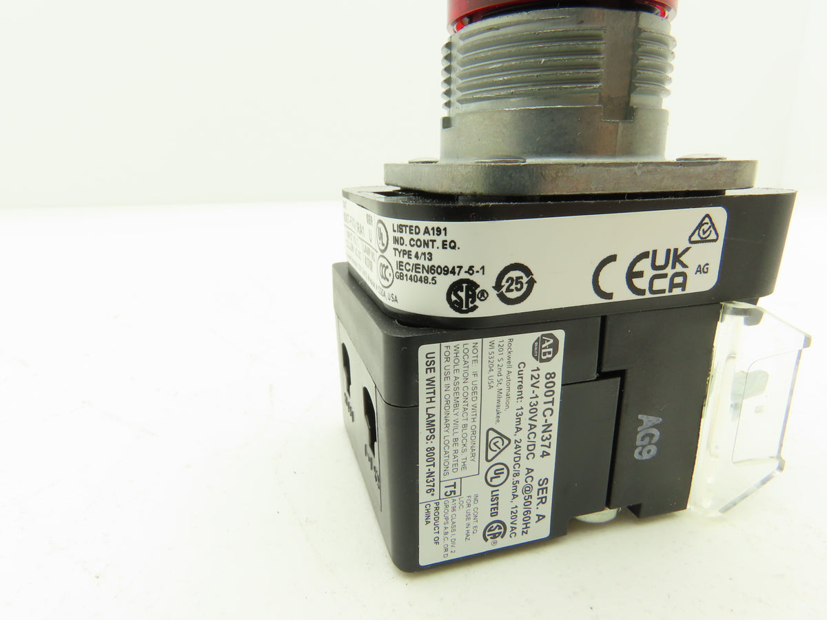 800T-FXQH24RA1 A-B Illuminated Push Pull Button RED E-STOP Ser U 12-130V AC/DC