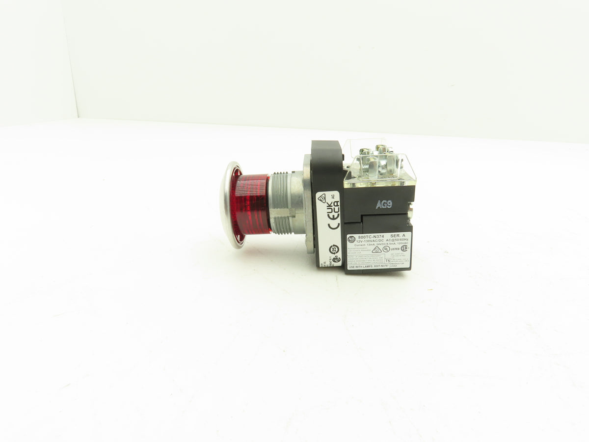 800T-FXQH24RA1 A-B Illuminated Push Pull Button RED E-STOP Ser U 12-130V AC/DC