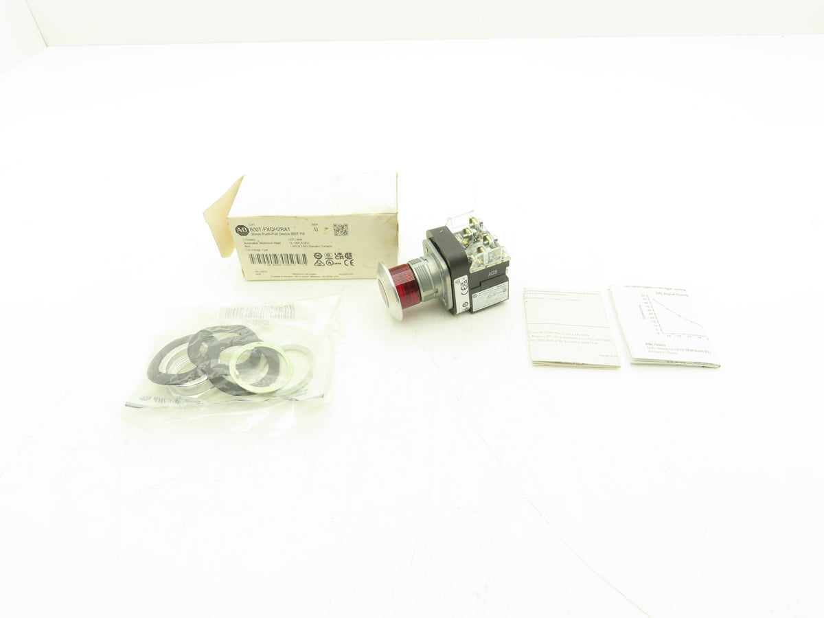 800T-FXQH24RA1 A-B Illuminated Push Pull Button RED E-STOP Ser U 12-130V AC/DC