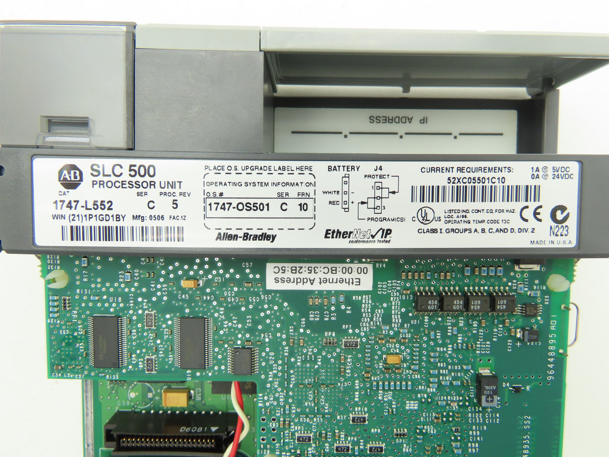 Allen Bradley 1747-L552 Series C SLC 5/05 Processor Unit w/ Ethernet/IP