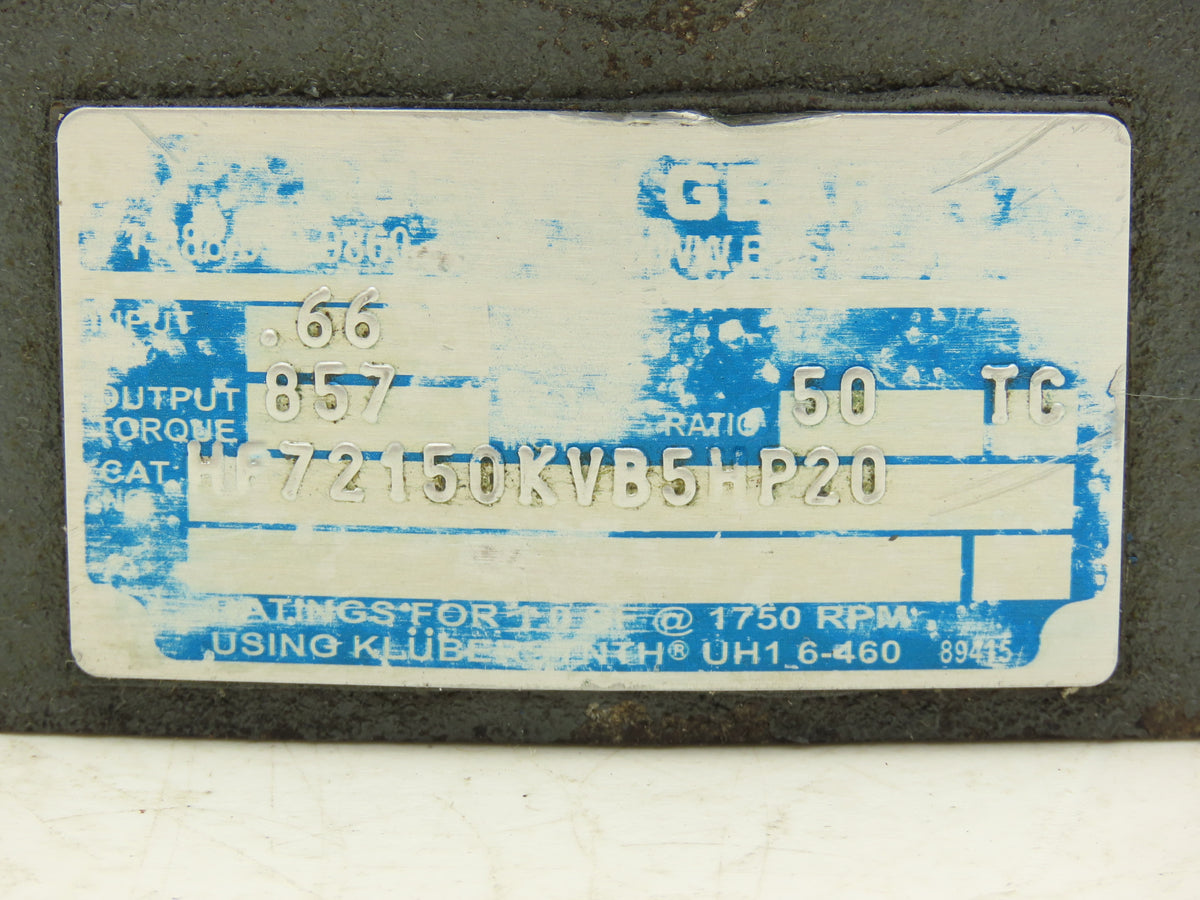 Boston Gear HF72150KVB5HP20 Worm Gearbox 50:1 Ratio .66Hp 35rpm 56C Hollow Shaft