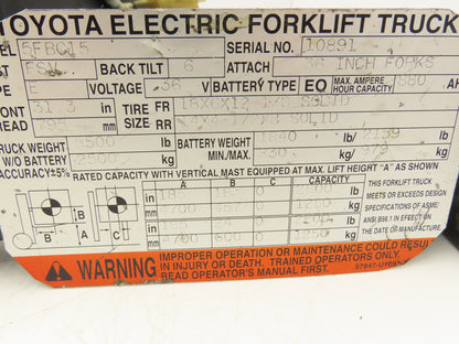Toyota 5FBC15 Forklift Steering Wheel Column Adjustable With Mount Bracket