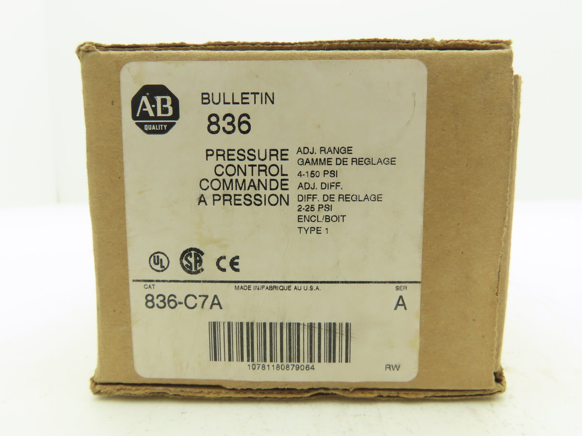 Allen Bradley 836-C7A Pressure Control 4-150 PSI 2 circuit-SPST NC