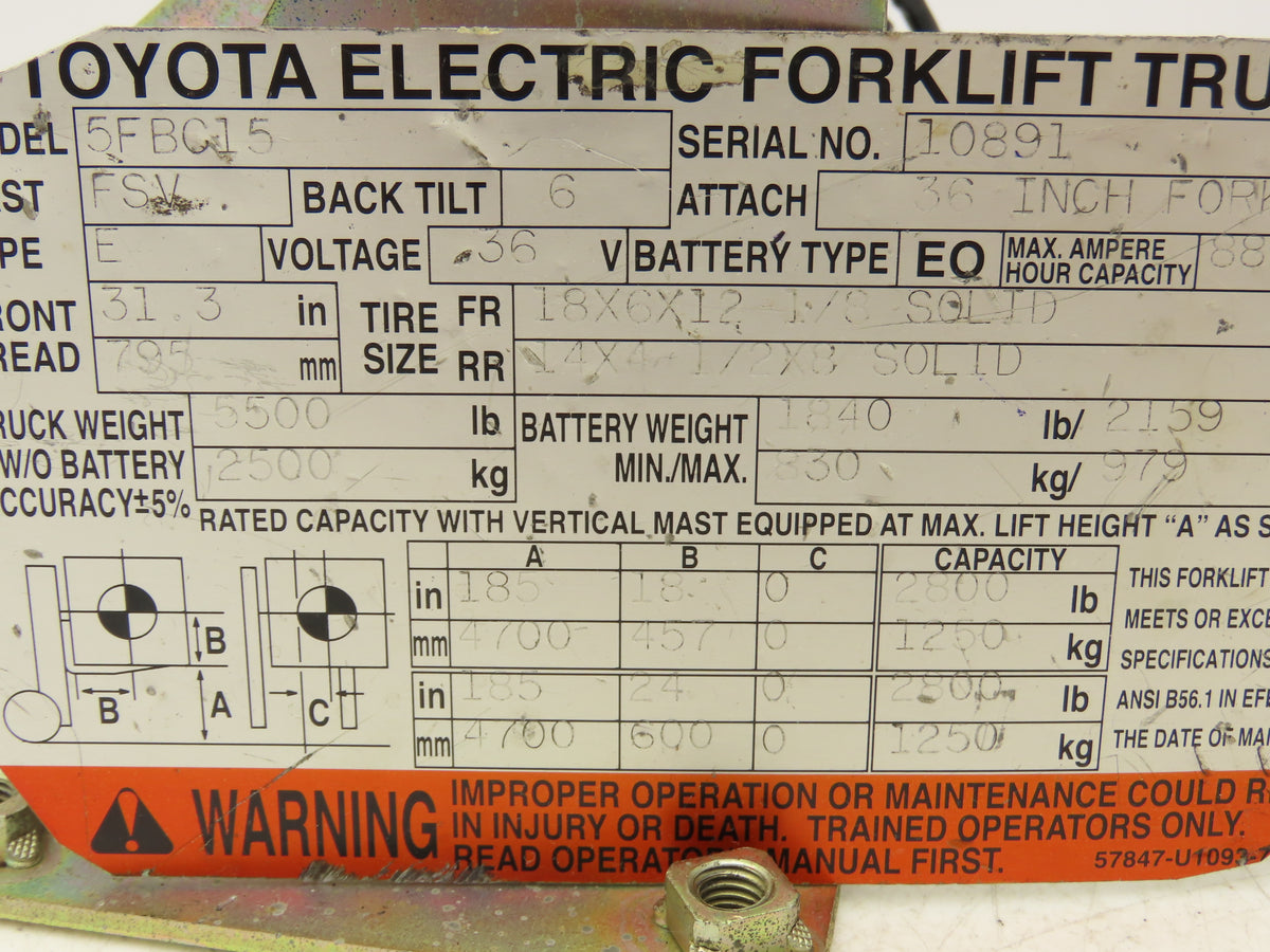 Toyota Electric Forklift Three Lever Control With Lift Tilt Shift From 5FBC15