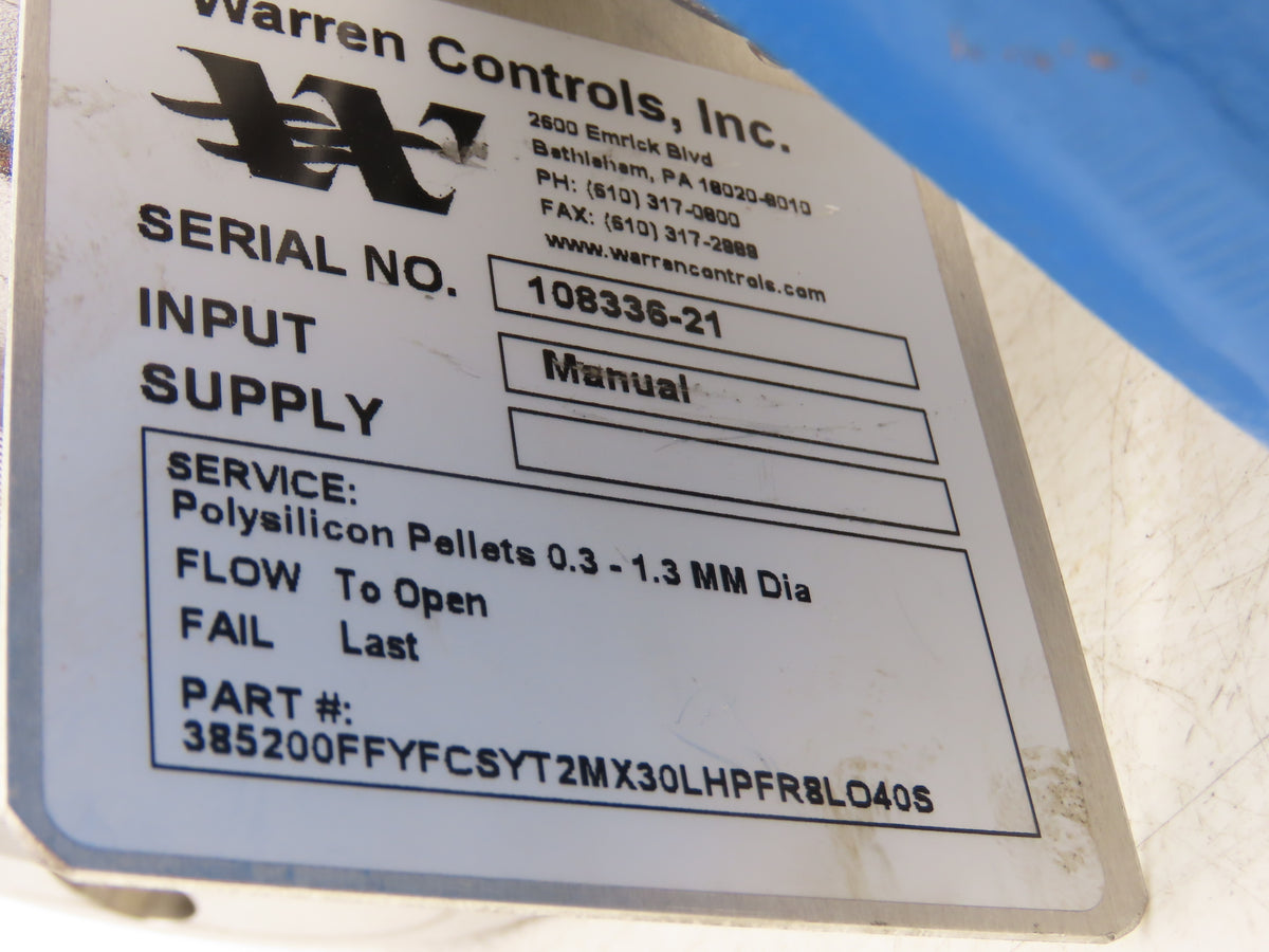 Warren Controls 385 2" Flange E-Ball Control Valve Mastergear MX30 Gear Operator