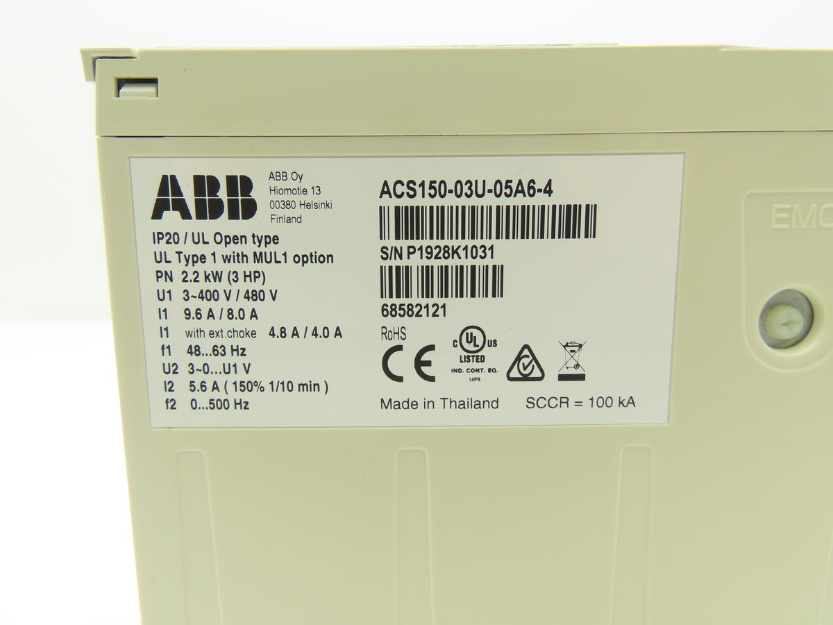 ABB ACS150-03U-05A6-4 Micro Drive 2.2 kW 3 HP 400/480V 3Ph Frequency Converter