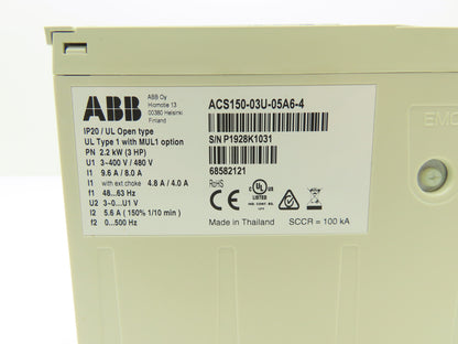 ABB ACS150-03U-05A6-4 Micro Drive 2.2 kW 3 HP 400/480V 3Ph Frequency Converter