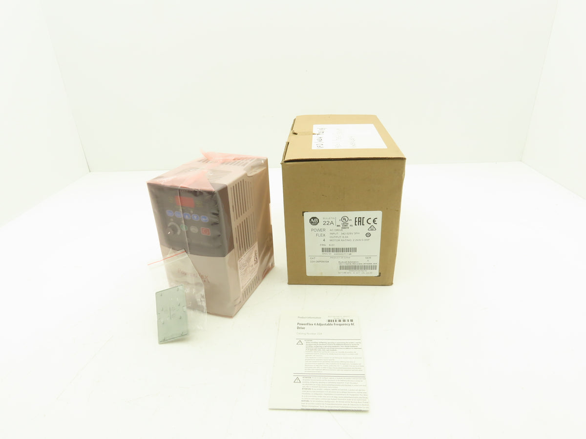 Allen Bradley 22A-D6P0N104 PowerFlex 4 AC Drive Variable Speed VFD 3Hp 480V 3PH