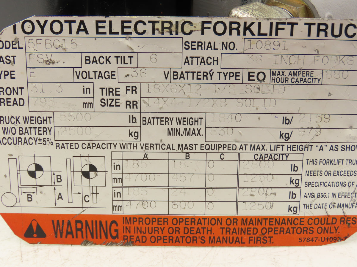 Toyota 14510-13300-71 Forklift Power Steering Pump Motor Off Toyota 5FBC15