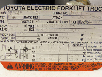 Toyota 14510-13300-71 Forklift Power Steering Pump Motor Off Toyota 5FBC15