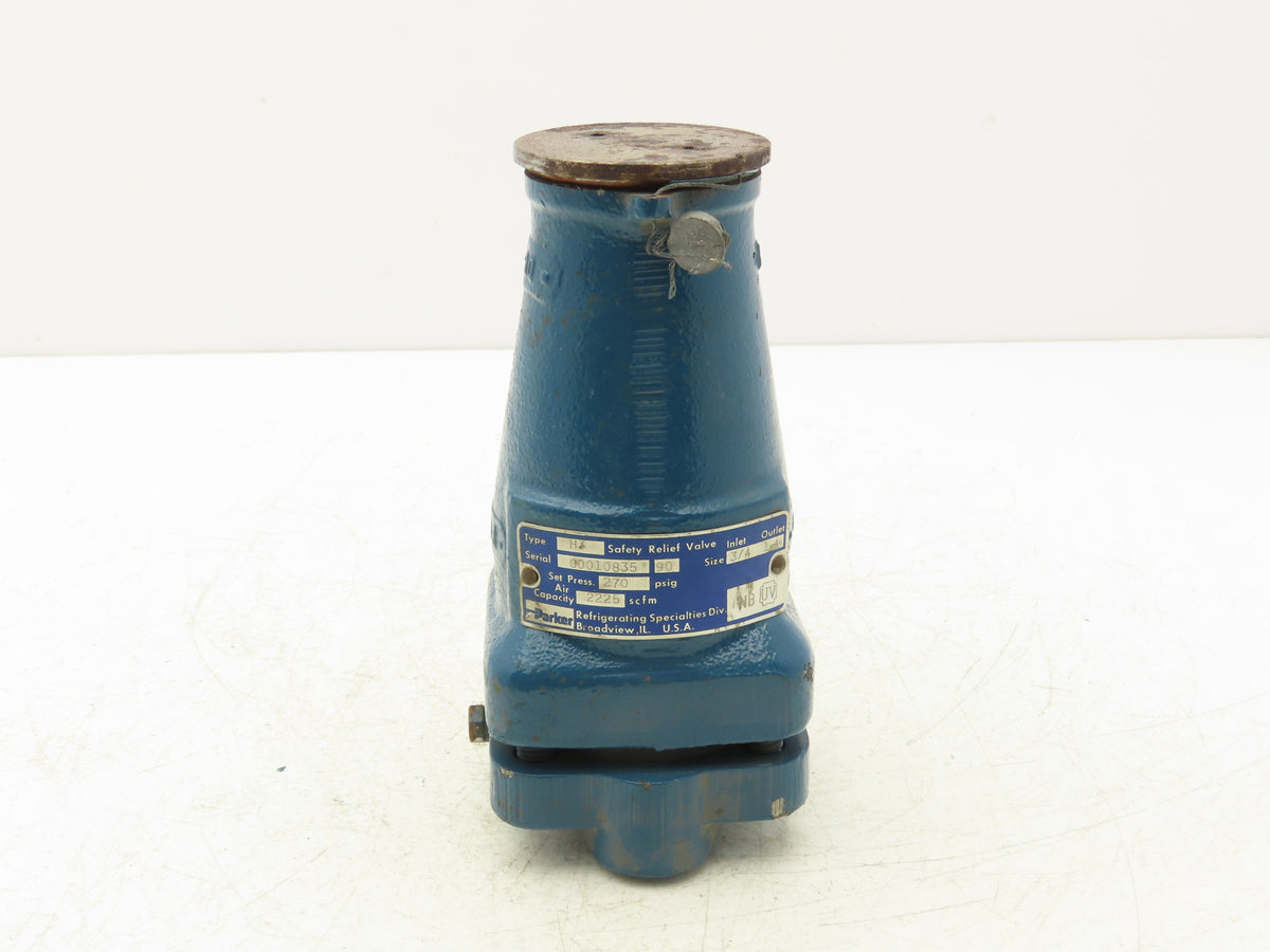 Parker H3 Safety Relief Valve 90/270 PSI 2225 SCFM 3/4" Inlet 1.25"NPT Outlet