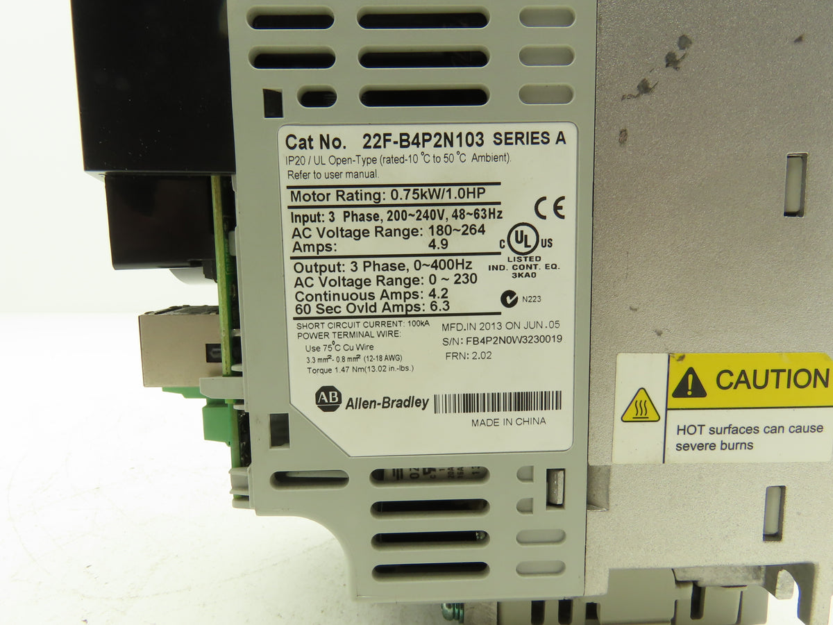 Allen Bradley 22F-B4P2N103 PowerFlex 4M AC Drive 0.75 kW 1 HP 240V 3Ph Series A